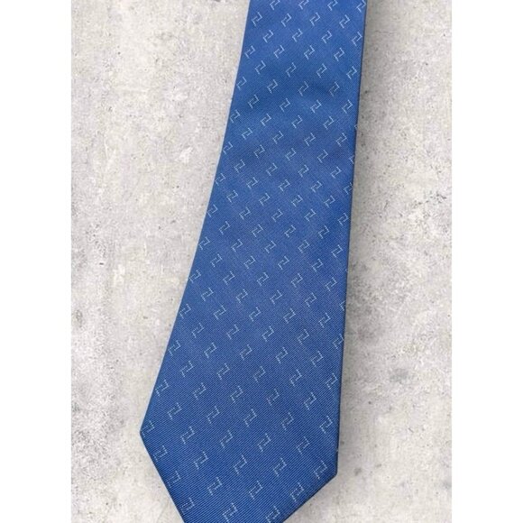 CHRISTIAN DIOR Silk Tie FRANCE XL Blue Geometric W:3.5" EUC - Picture 5 of 5
